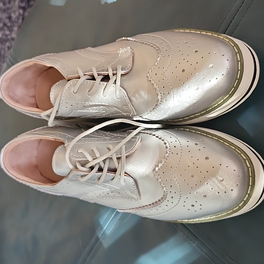 Silver Brogue Oxford Shoes